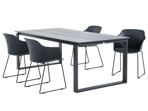Tavolo KOPERVIK L215 cm grigio + 4 Sedie SANDVED nero