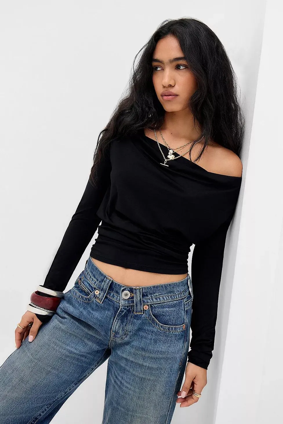 Maglietta a maniche lunghe con collo ad anello Silence + Noise