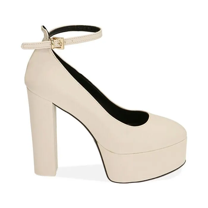 Décolleté platform panna, tacco 13 cm