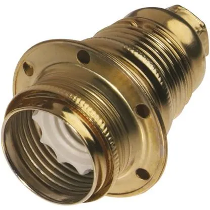 Portalampada in ottone E14 con 2 ghiere corpo filettato oro