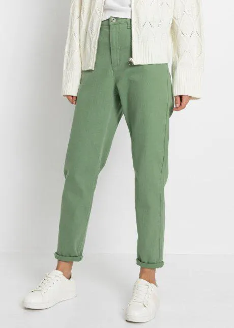 Pantaloni mom in twill