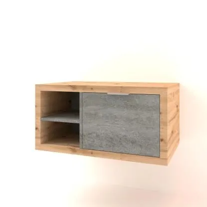 Mobile bagno base lavabo sospeso 80 cm rovere/cemento sx