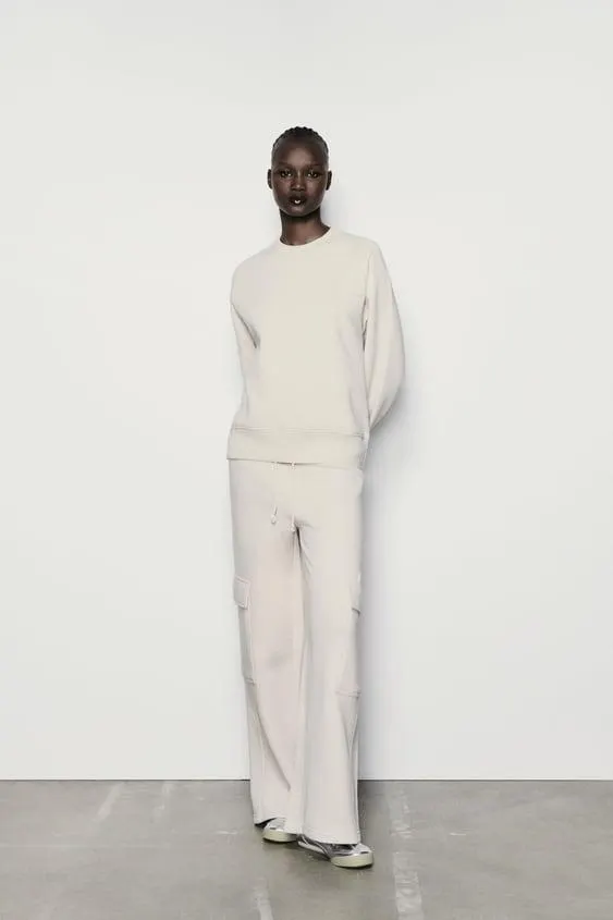 PANTALONI DRITTI CARGO IN FELPA