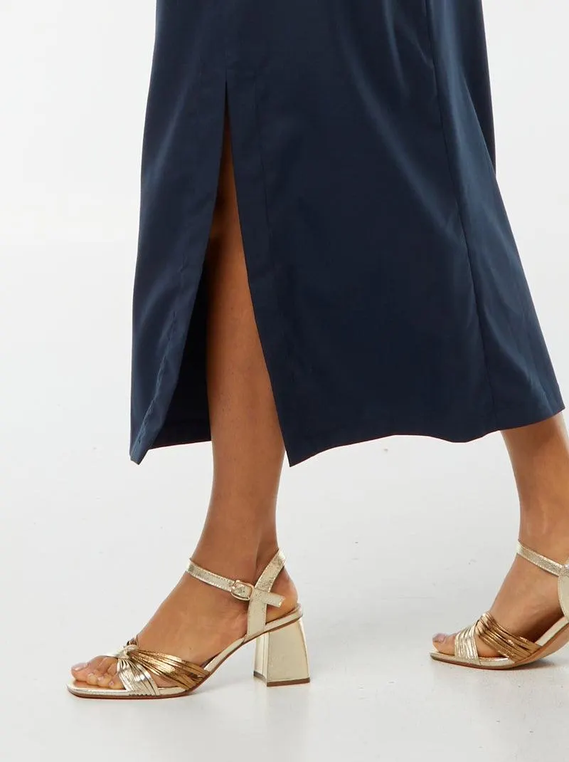 Vestito midi effetto twist davanti - BLU