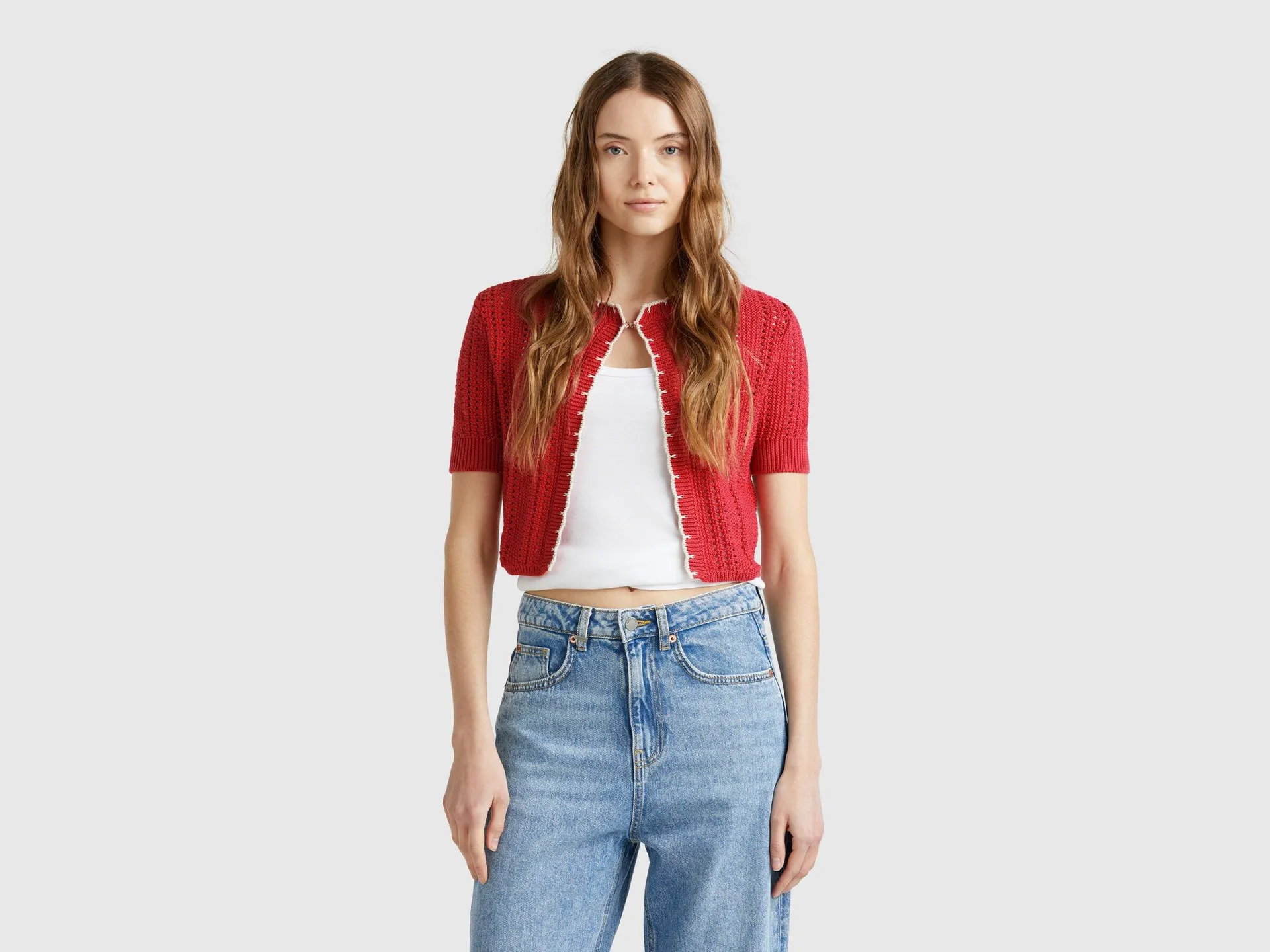 Cardigan cropped traforato