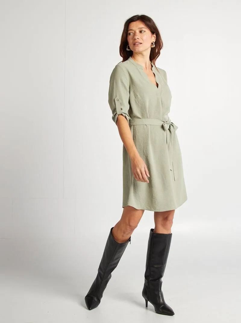 Vestito lungo tunica collo serafino - VERDE