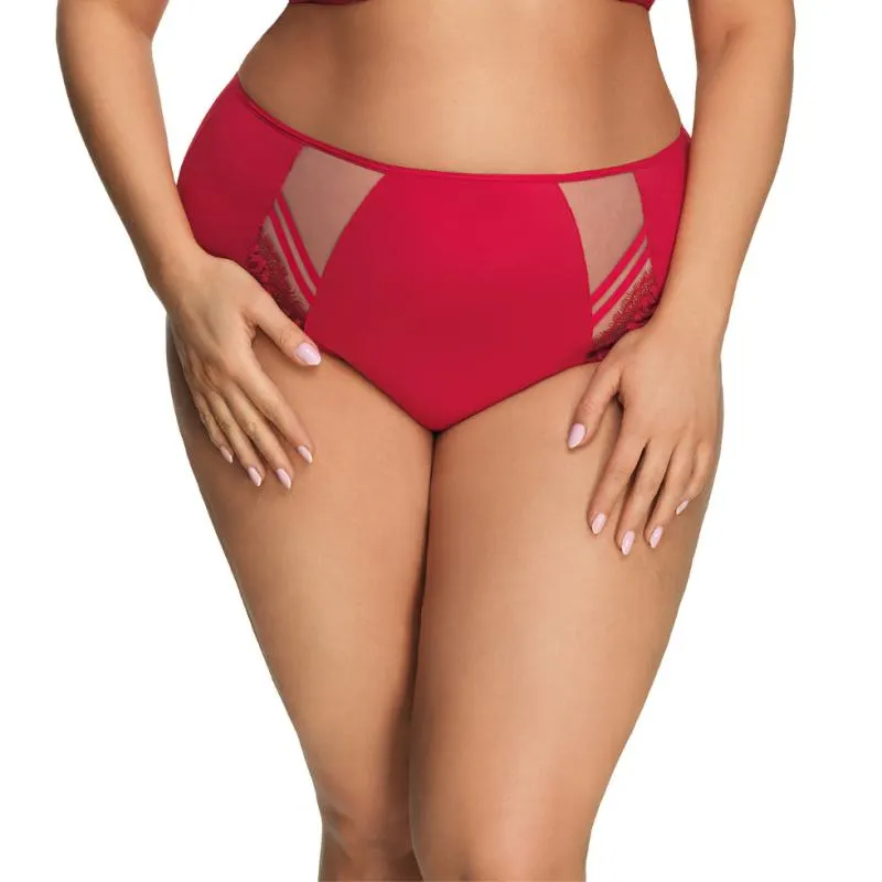GOR-K497RED-PARADISE- Slip alto con tulle taglio laser - rosso