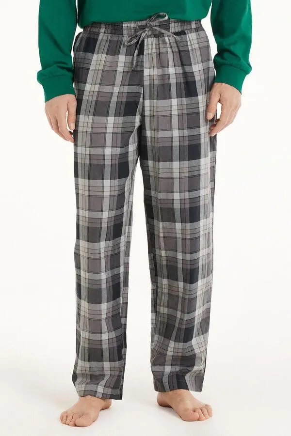 Pantalón Largo Recto de Tela de Algodón