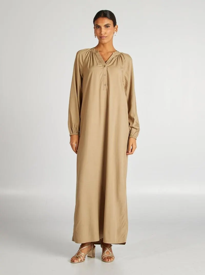 Vestito lungo tinta unita - KAKI