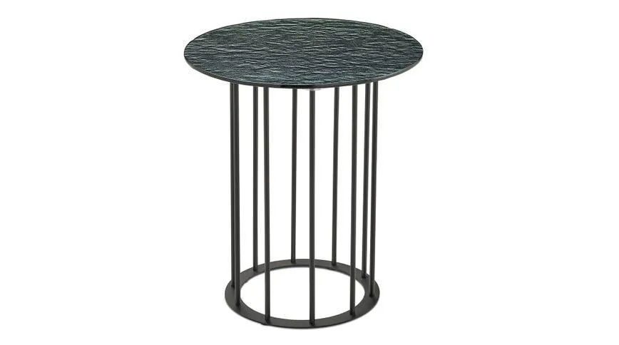 Chic tavolino struttura metallo nero e piano grigio martellato