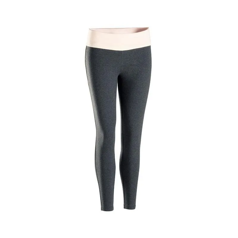 Leggings donna yoga cotone bio grigio-rosa