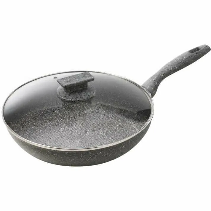 Padella antiaderente con coperchio in vetro regina di pietra induction
