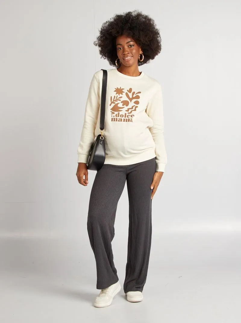 Pantaloni premaman larghi a costine - NERO