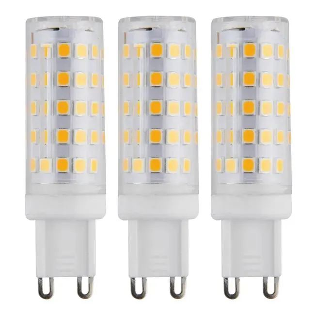 Set da 3 lampadine LED, G9 capsula, smerigliato, luce calda, 6W= 630LM (equiv 50 W), 360°, ON