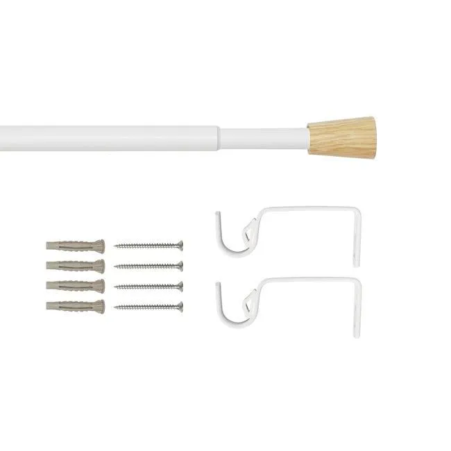 Kit bastone per tenda estensibile da 120 a 210 cm Cripta in acciaio verniciato bianco mat opaco Ø 19 mm INSPIRE