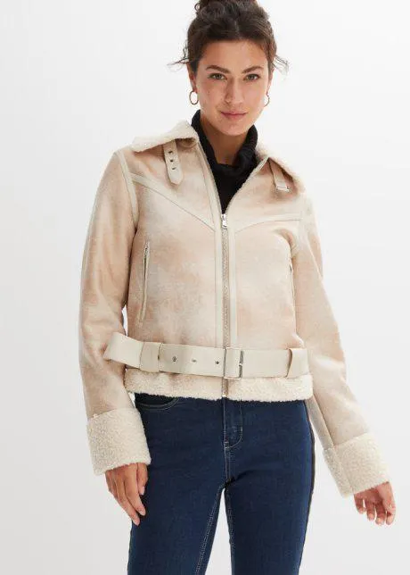 Giacca biker con ecopelliccia