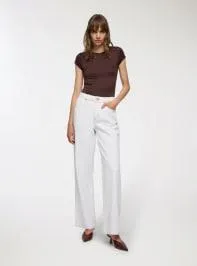 Jeans wide leg a cinque tasche Bianco lana