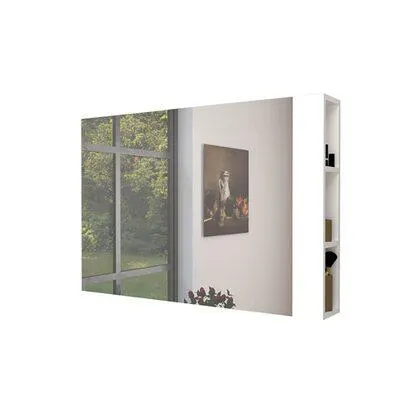 Specchio contenitore bagno a 2 ante e mensole unilaterali 680x1100x150 cm bianco
