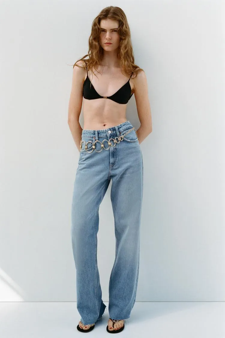JEANS TRF WIDE LEG A VITA ALTA