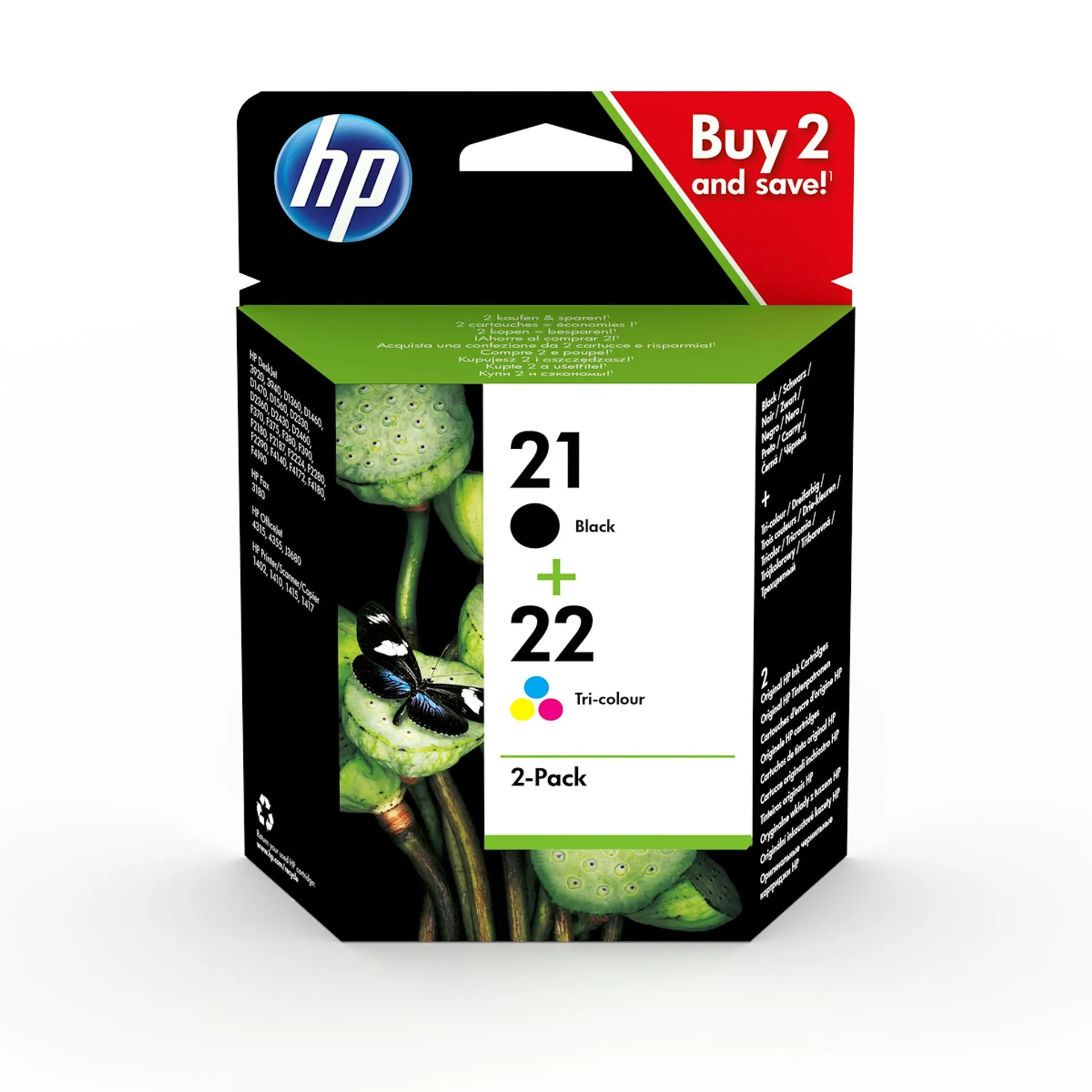 HP - 21 e 22 Nero, Tricromia, SD367AE, confezione da due cartucce originali HP