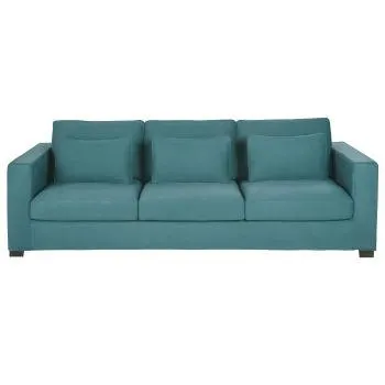 Milano - Divano a 3/4 posti in cotone e lino blu anatra