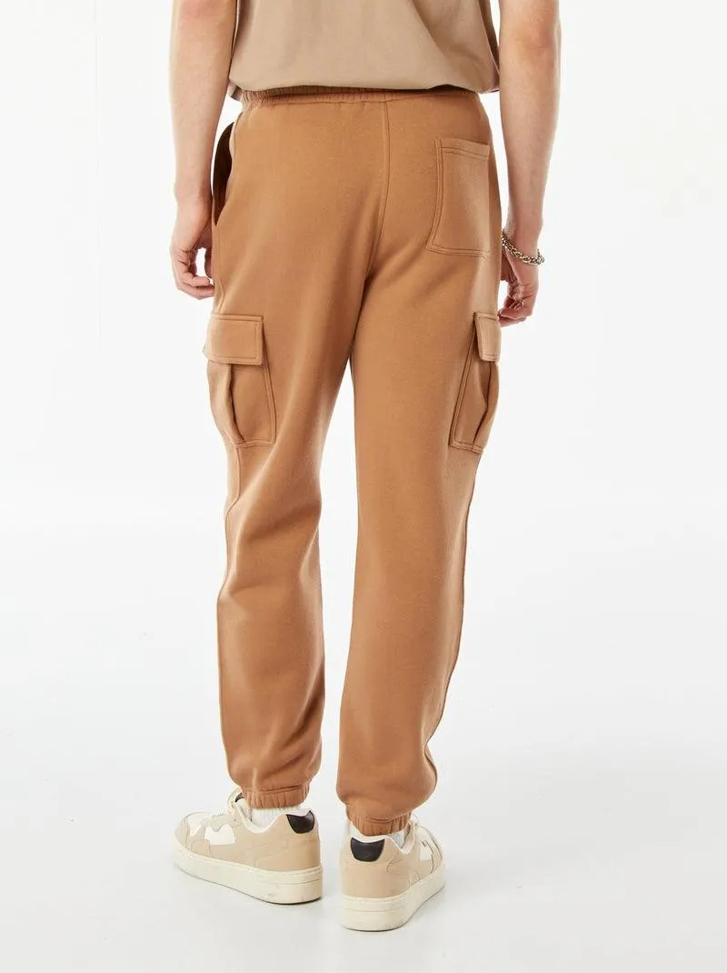 Joggers in tessuto felpato multi-tasche in tessuto felpato - Beige