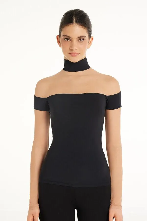 Maglia Manica Lunga Bicolore Tulle e Microfibra