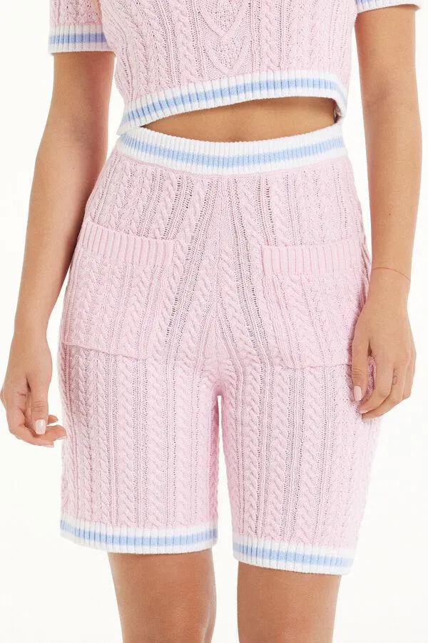 Bermuda Tessuto Calato Treccia con Tasche