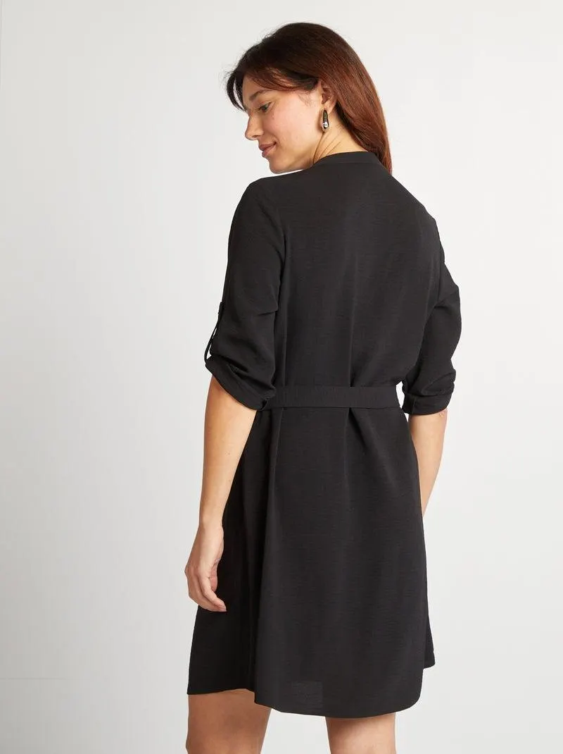 Vestito lungo tunica collo serafino - nero