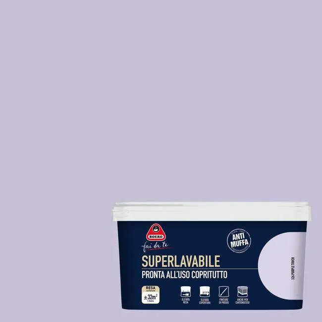 Pittura per interni super lavabile, BOERO Superlavabile viola touch opaco, 2.5 L