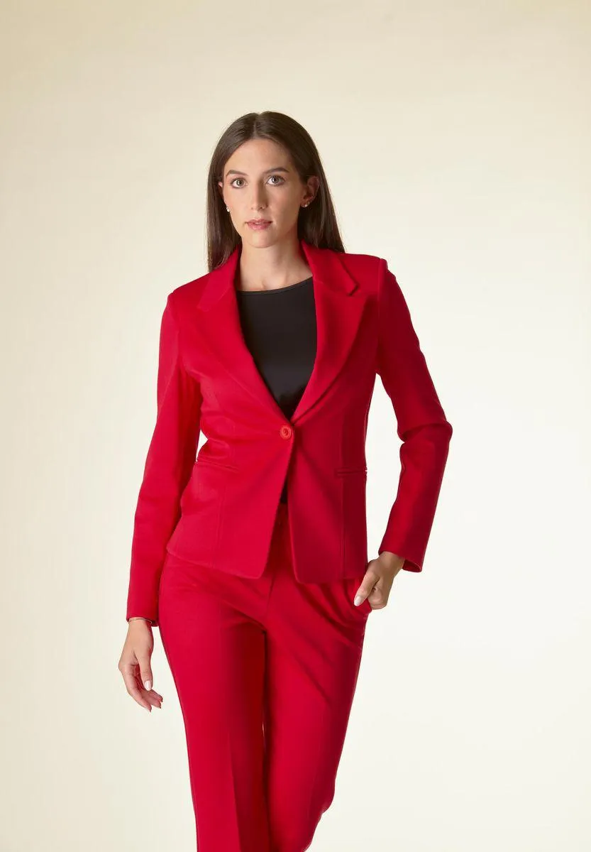 Giacca rossa 1 bottone sciancrata twill