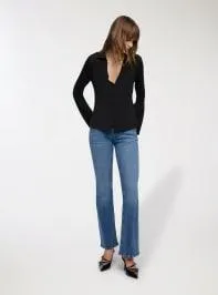 Camicia slim fit scollo a v Nero