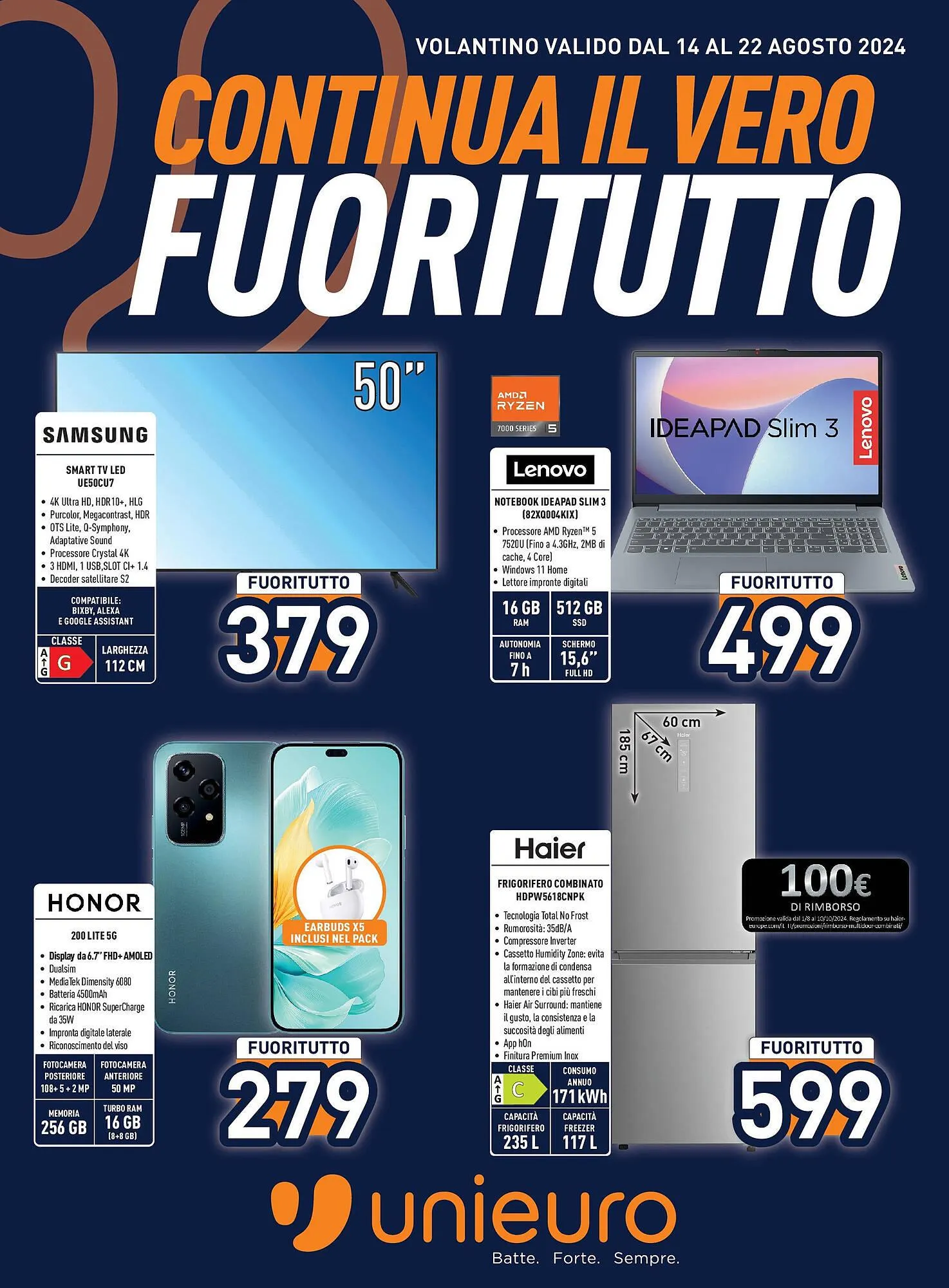 Volantino Unieuro da 13 agosto a 21 agosto di 2024 - Pagina del volantino 1