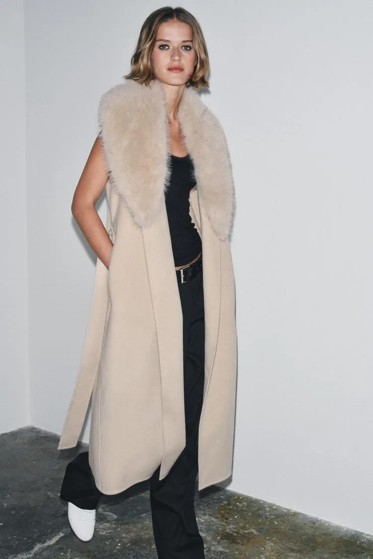 GILET CON COLLO IN PELLICCIA SINTETICA ZW COLLECTION