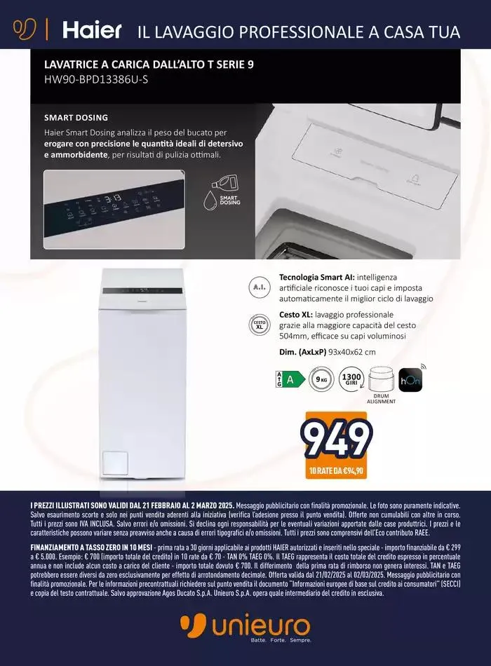 Speciale Haier da Unieuro! da 21 febbraio a 2 marzo di 2025 - Pagina del volantino 12