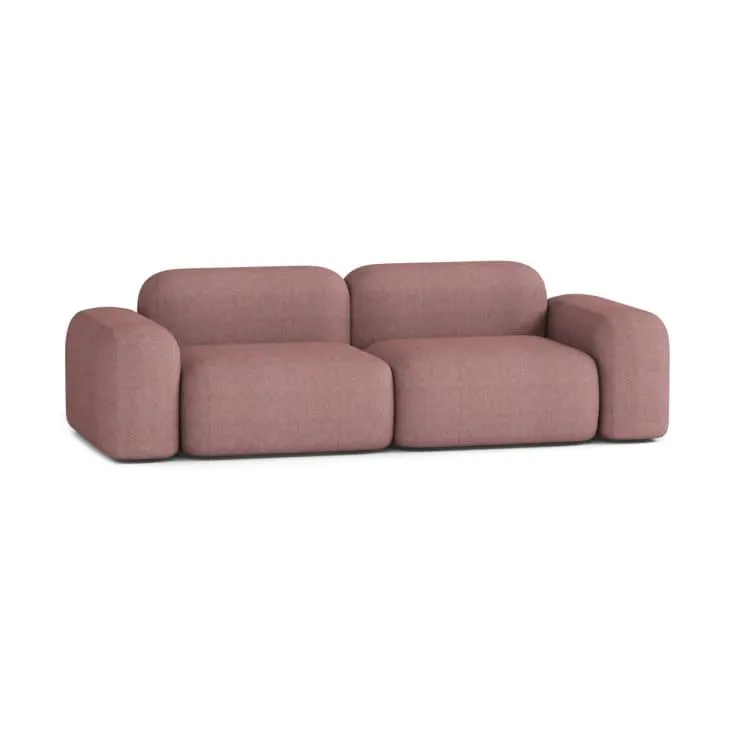 Divano modulare a 3 posti in tessuto rosso chiaro