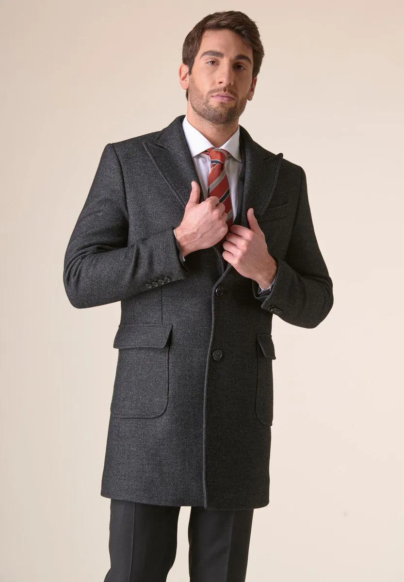 Cappotto antracite 2 bottoni tasche toppa