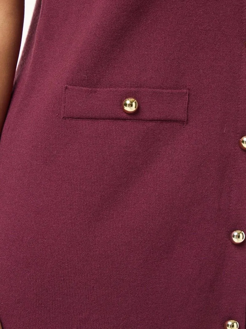 Abito corto in maglia pesante abbottonato - Rosso