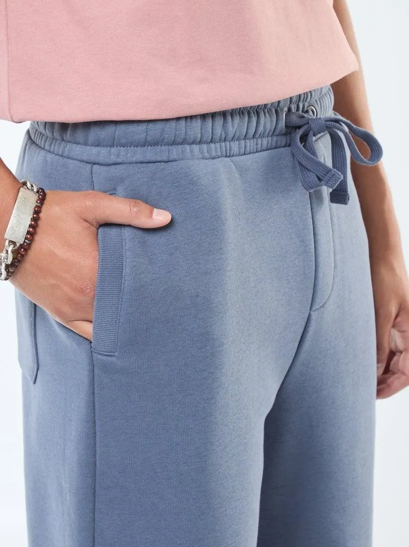 Pantaloni joggers tinta unita con cordoncini da stringere in vita - Grigio