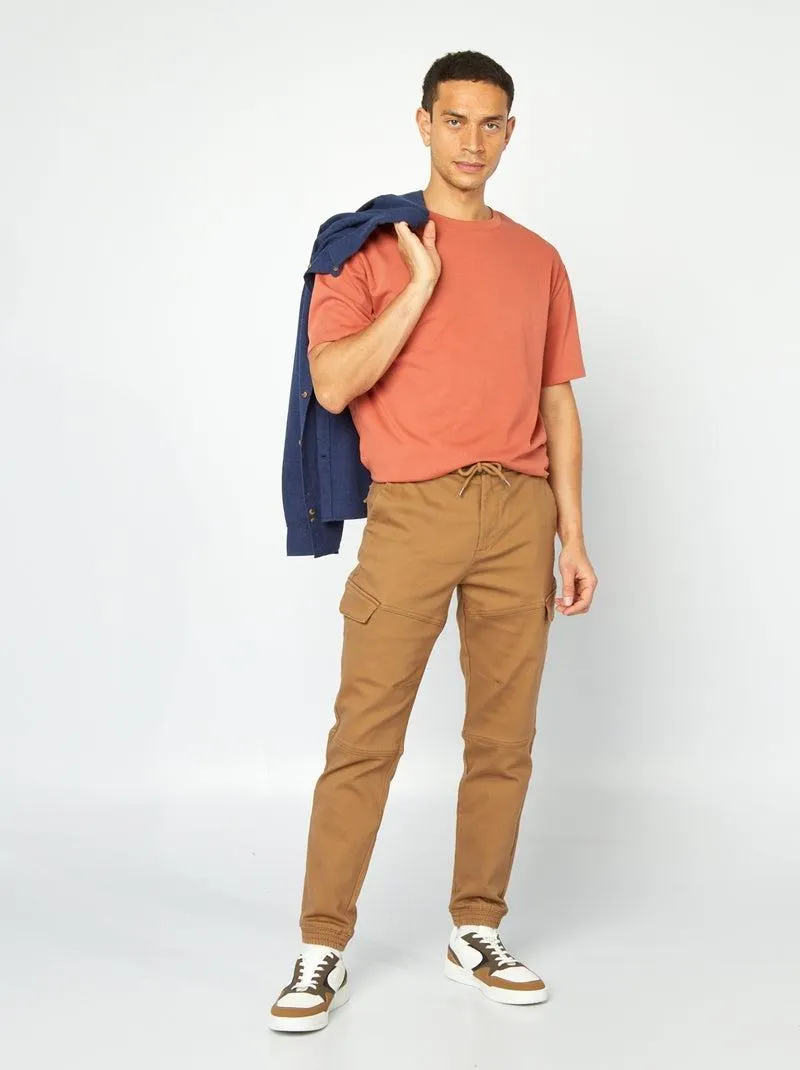 Pantaloni cargo tinta unita - MARRONE