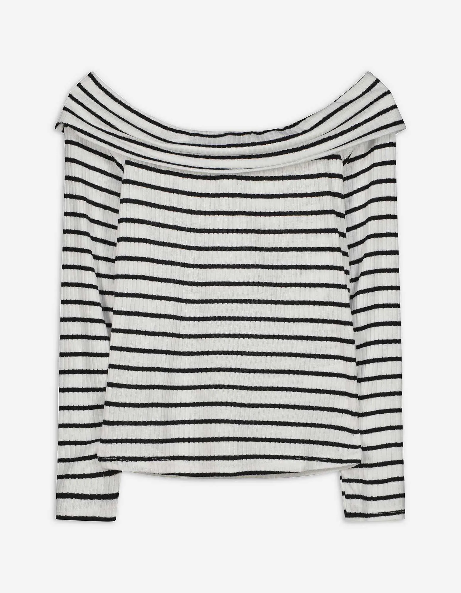 Maglia a manica lunga - Scollo alla carmen - bianco