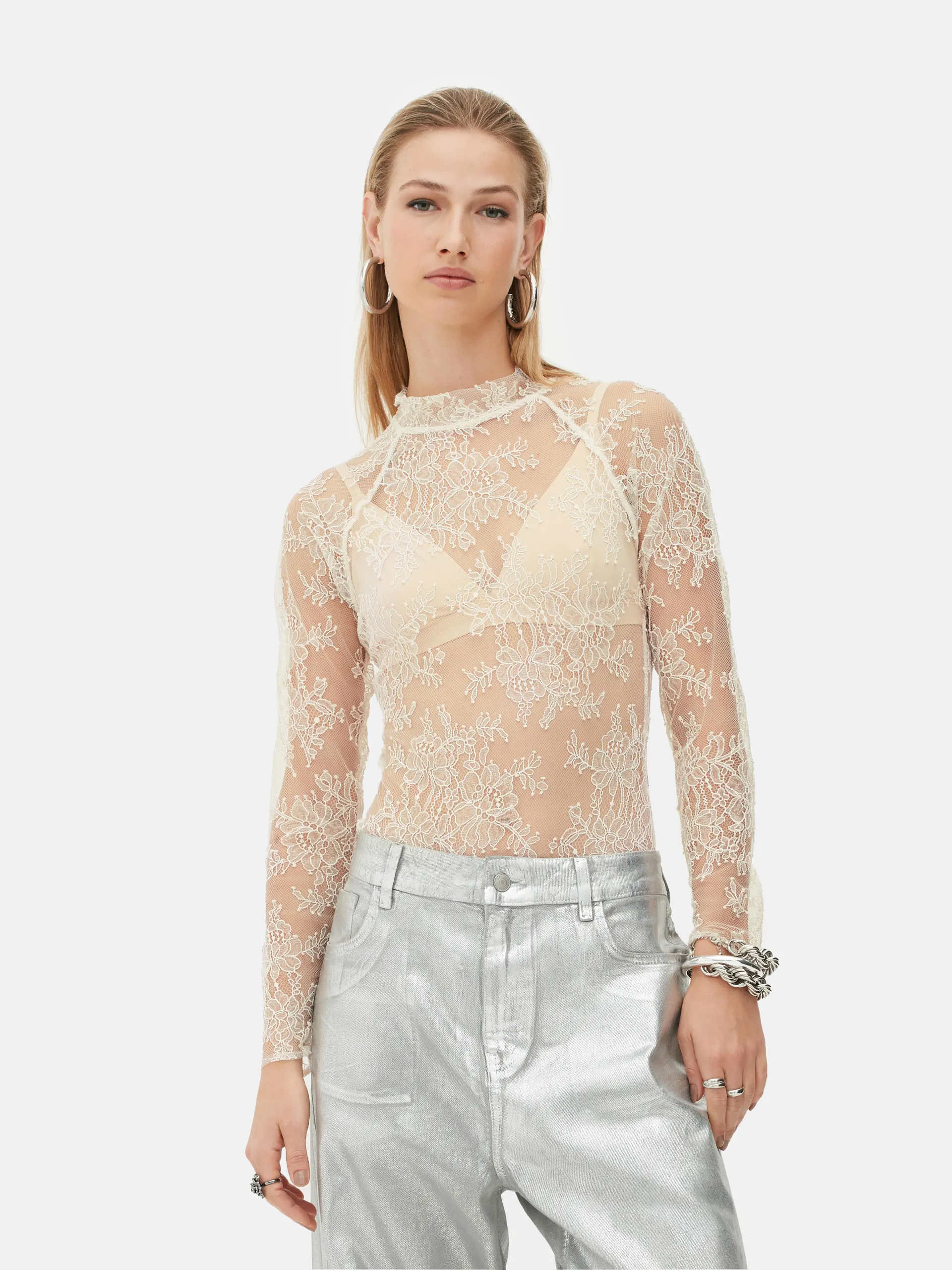 Body a maniche lunghe in pizzo Rita Ora