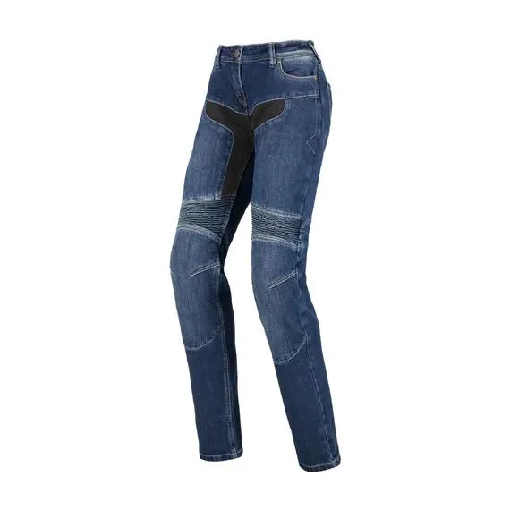 Pantaloni moto da donna Track Blu slavato