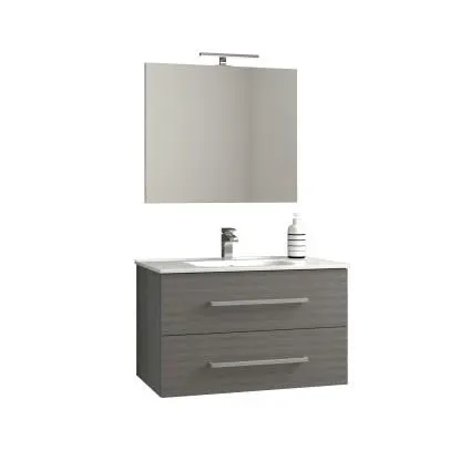 Mobile bagno base lavabo sospeso Mary 90x46 cm grigio larice