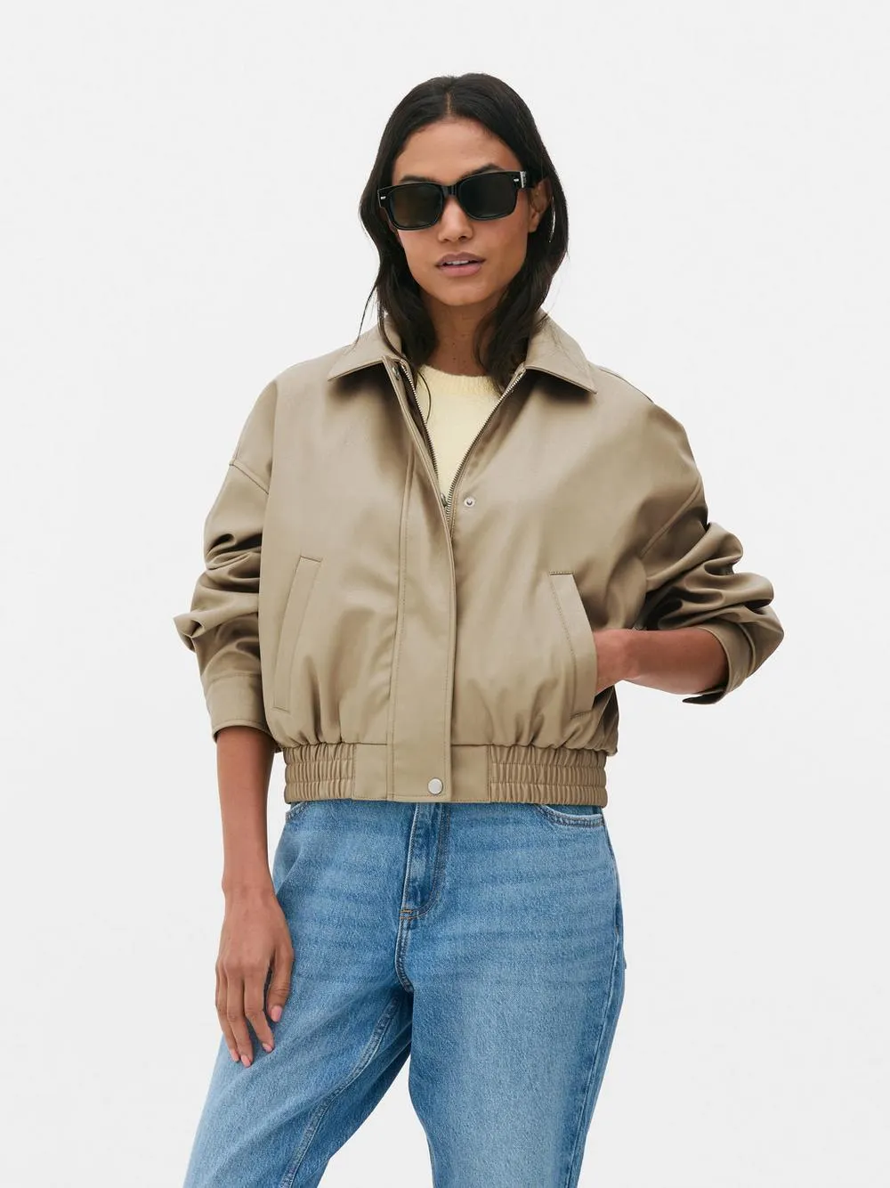 Bomber in pelle sintetica