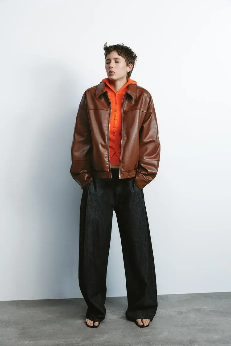 GIACCA BOMBER IN FINTA PELLE