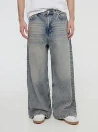 Jeans skater effetto sabbiato Blu denim medio