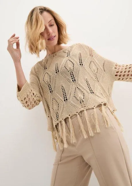 Maglione traforato con lurex