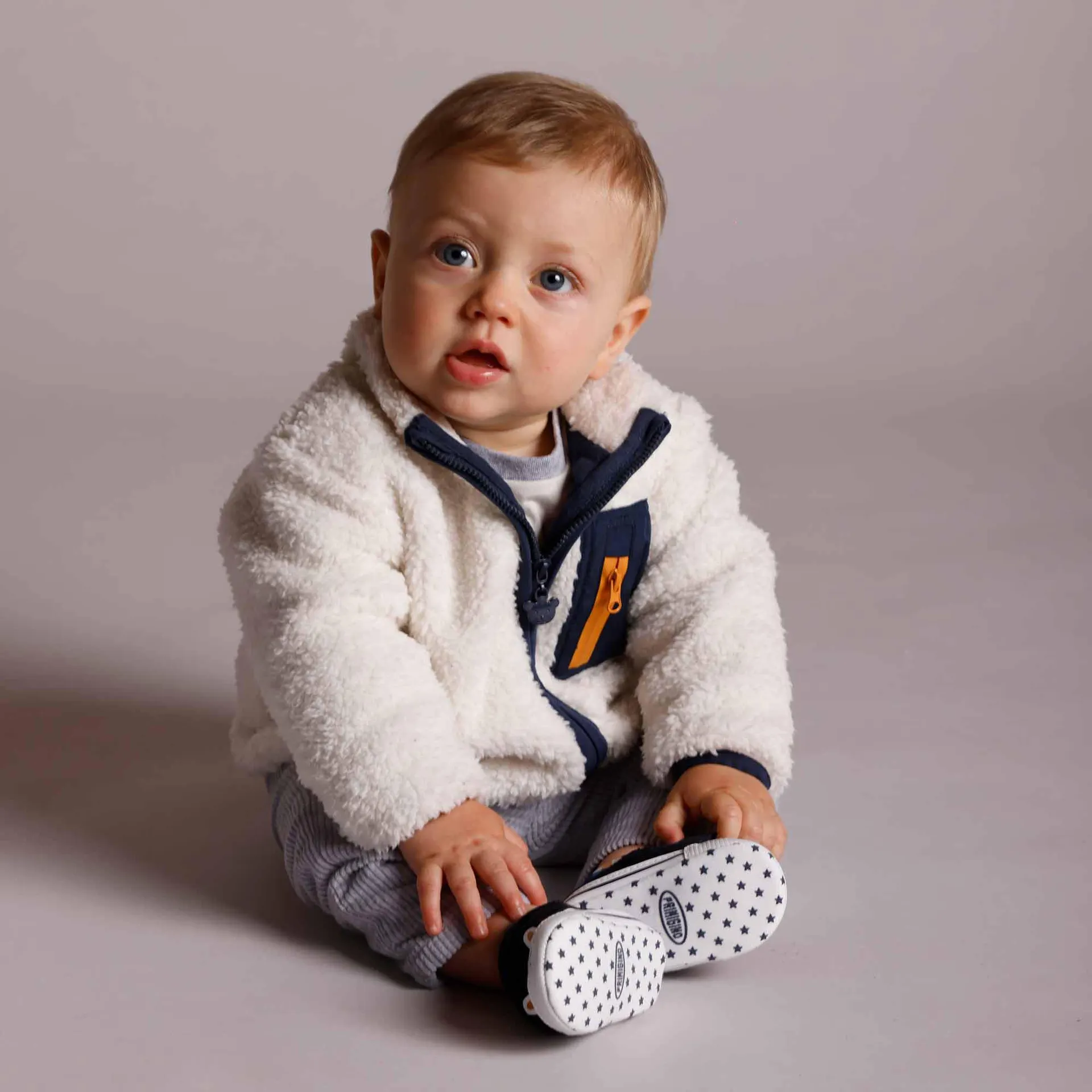 Felpa aperta da neonato, beige