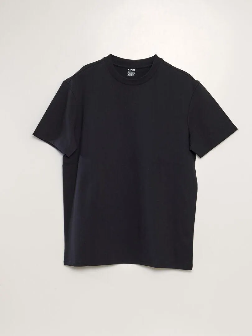 T-shirt scollo tondo in cotone - nero